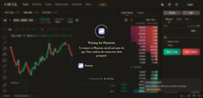 Privy modal waiting for Phantom wallet