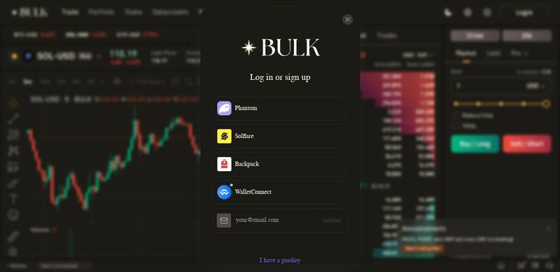 One dollar market order form blocked by the BULK login gate