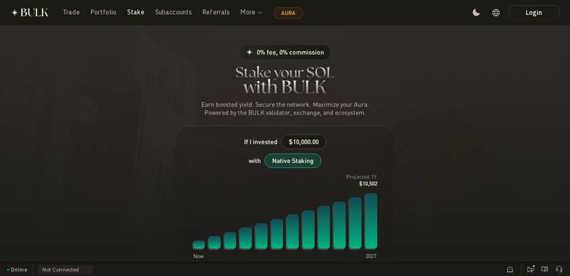 BULK staking page with Maximize your Aura message
