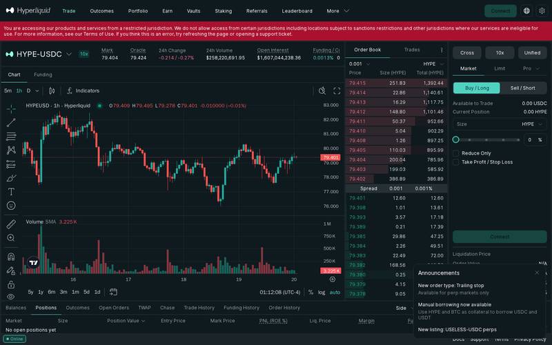 Hyperliquid Desktop Interface