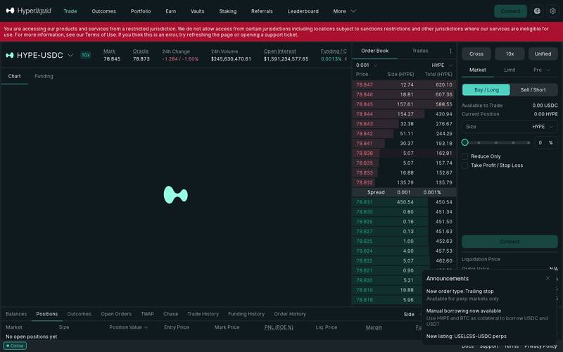 Hyperliquid Desktop Interface