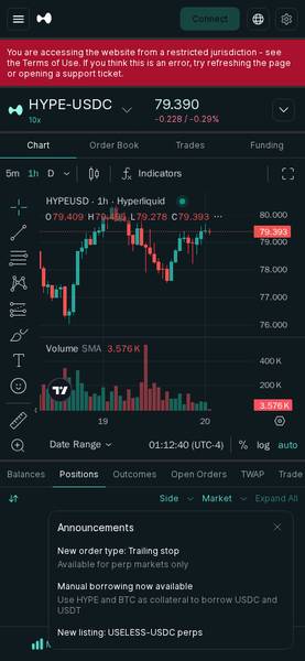 Hyperliquid Mobile Interface