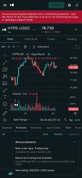 Hyperliquid Mobile Interface