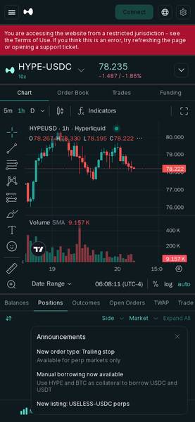 Hyperliquid Mobile Interface