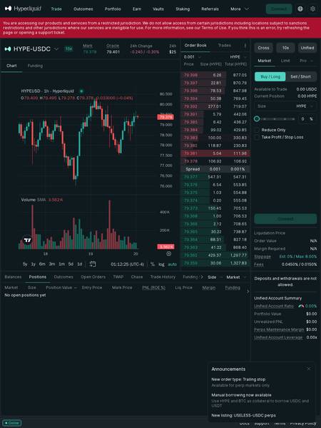 Hyperliquid Tablet Interface