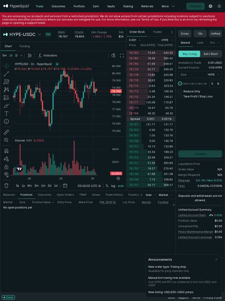 Hyperliquid Tablet Interface