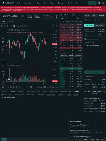 Hyperliquid Tablet Interface
