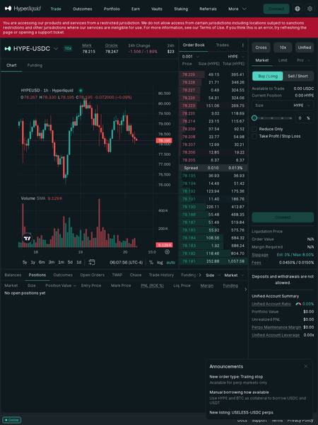 Hyperliquid Tablet Interface